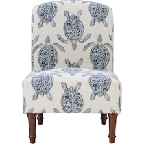 sabine blue and white accent chair   