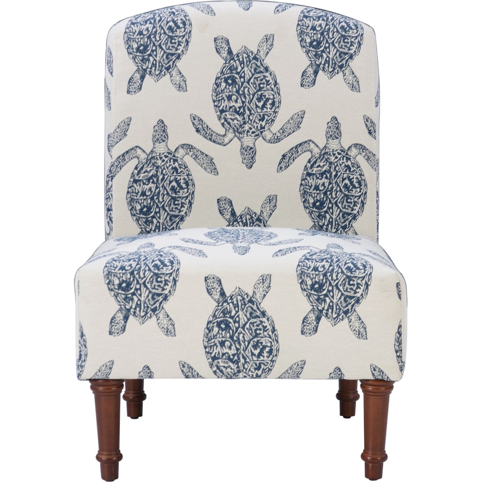 sabine blue and white accent chair   