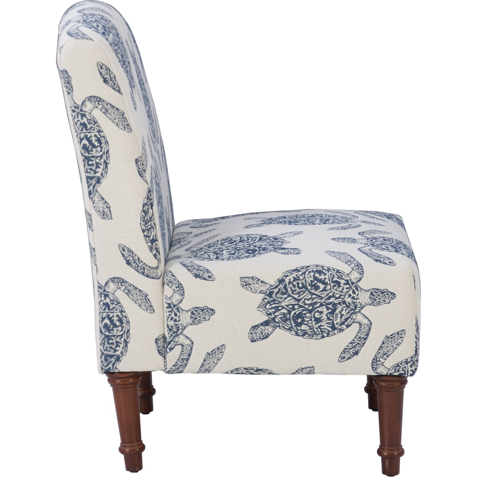 sabine blue and white accent chair   