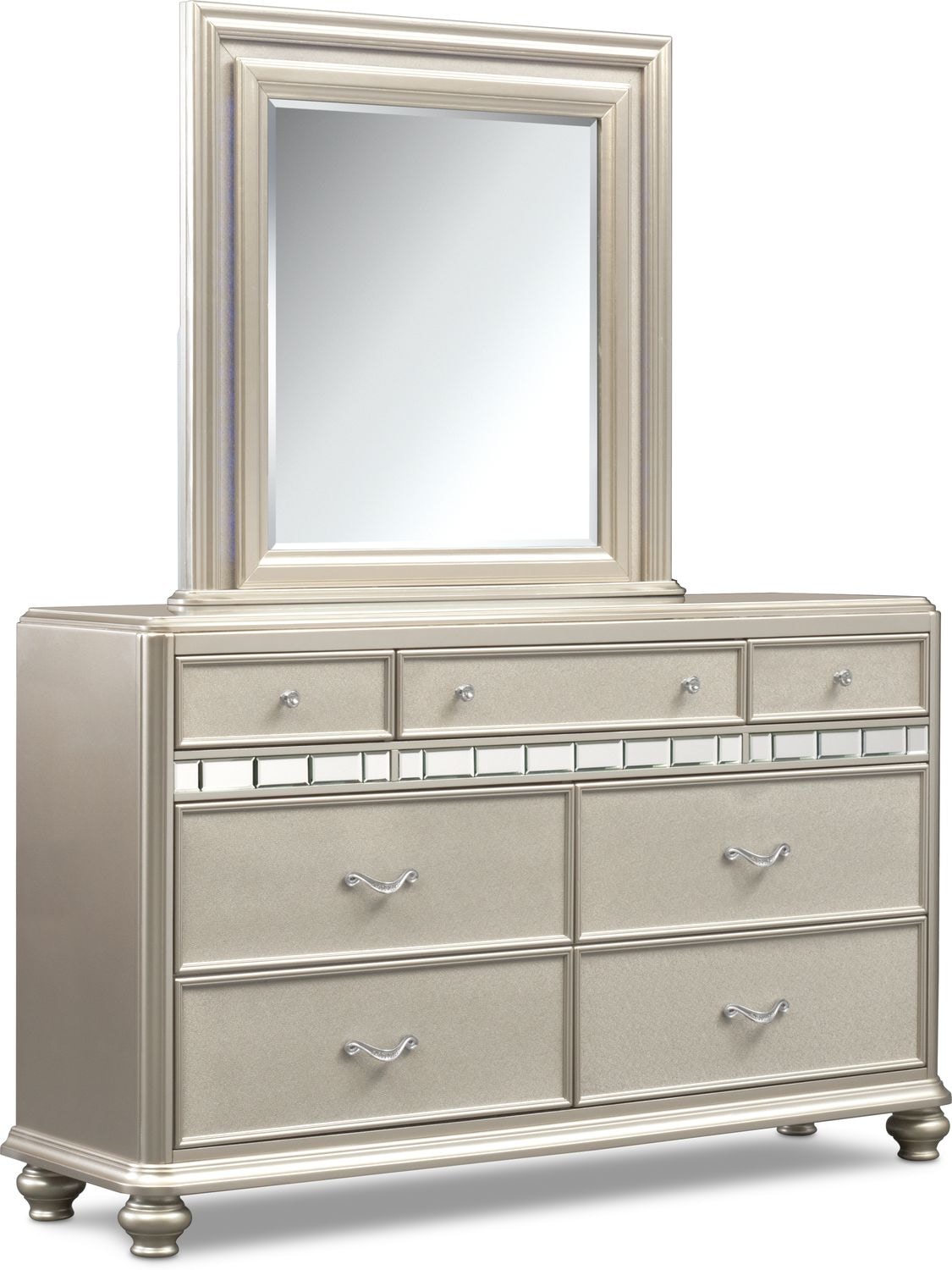 Sabrina Dresser and Mirror - Platinum | Value City Furniture