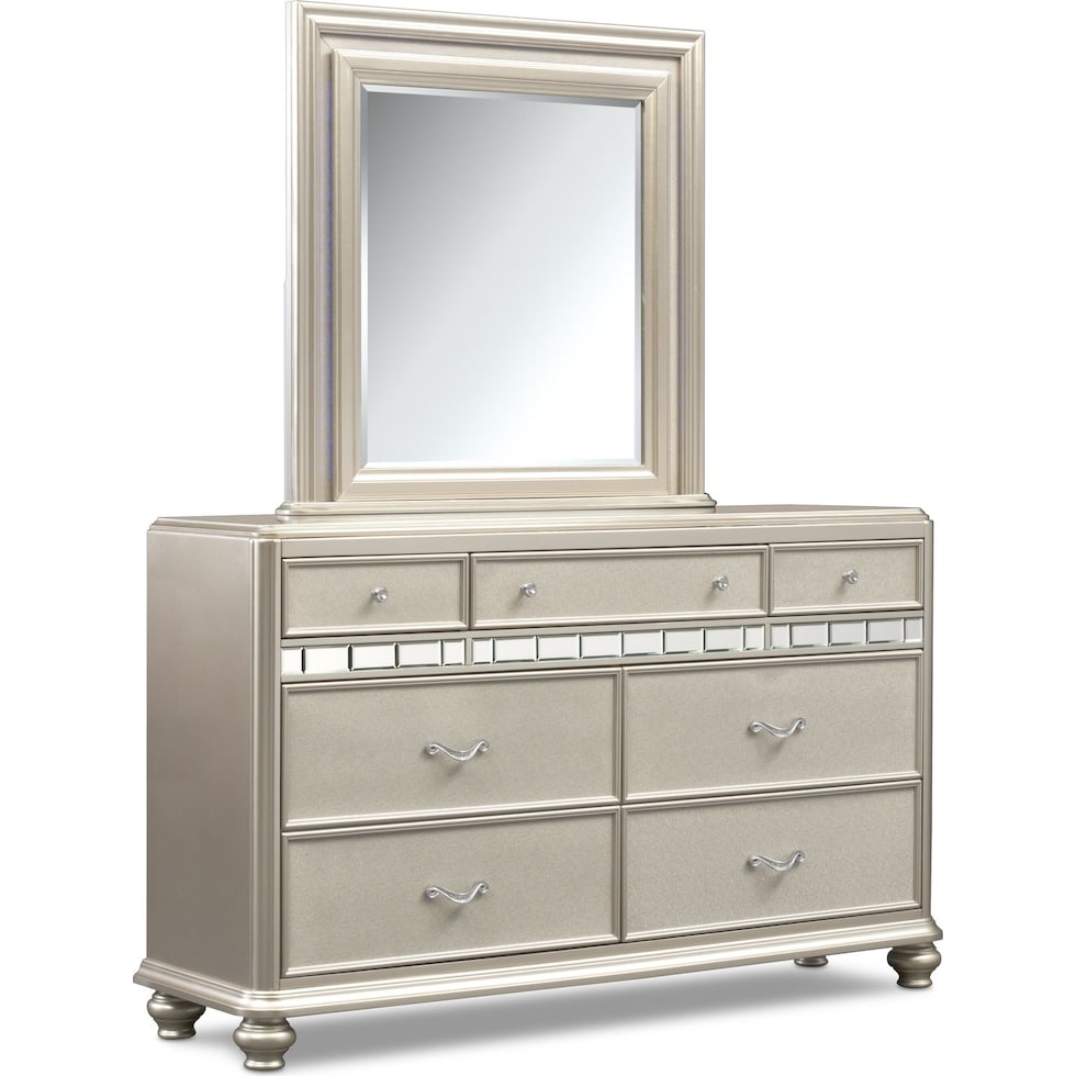 sabrina platinum dresser and mirror   