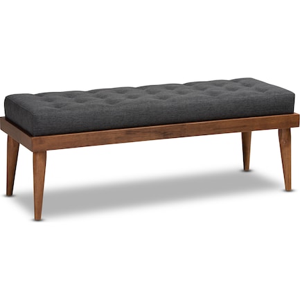 Safir Upholstered Bench - Charcoal/Walnut