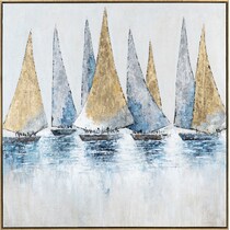 sailboats blue wall art   