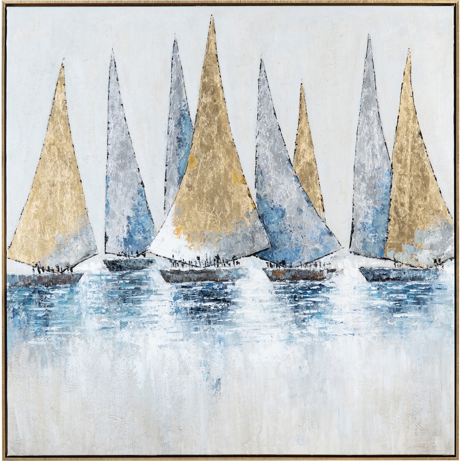 sailboats blue wall art   