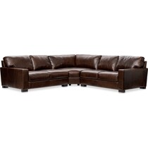 sanderson dark brown  pc sectional   