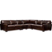 sanderson dark brown  pc sectional and ottoman   