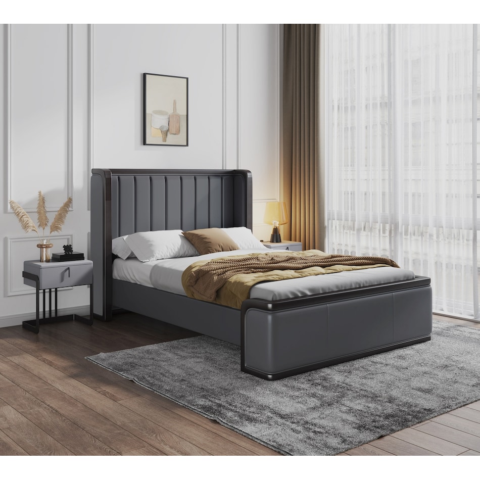 Sandra Full Upholstered Platform Bed - Graphite | Value City Furniture