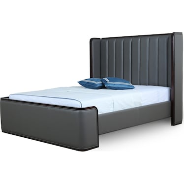 Sandra Queen Upholstered Platform Bed - Graphite