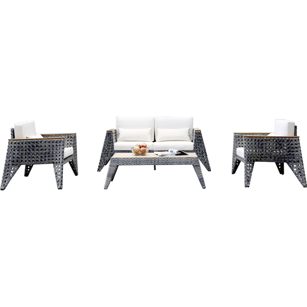 sanibel gray cream outdoor loveseat set   
