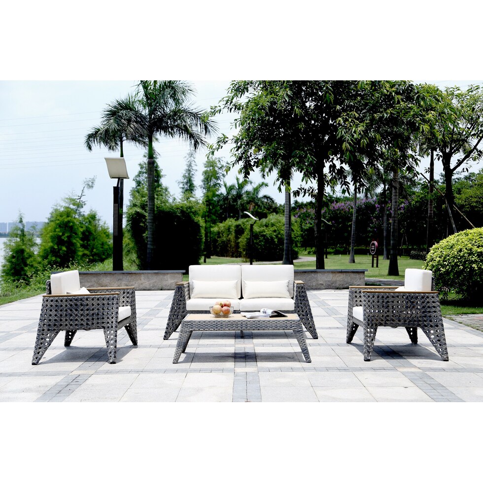 sanibel gray cream outdoor loveseat set   