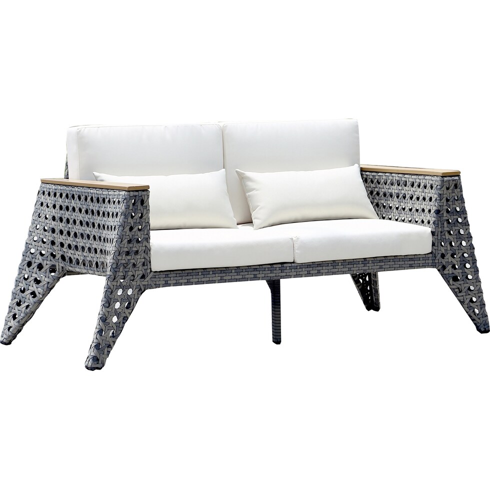 sanibel gray cream outdoor loveseat set   