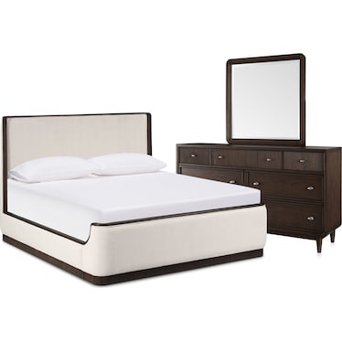 Santa Monica 5-Piece Upholstered Bedroom Set with Dresser and Mirror