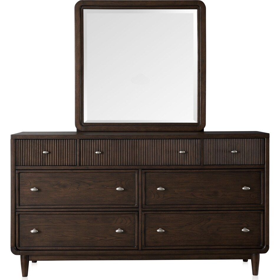 santa monica bedroom dark brown dresser and mirror   