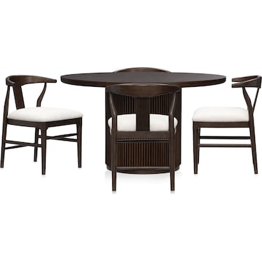 Santa Monica Round Dining Table with 4 Wishbone-Back Dining Chairs