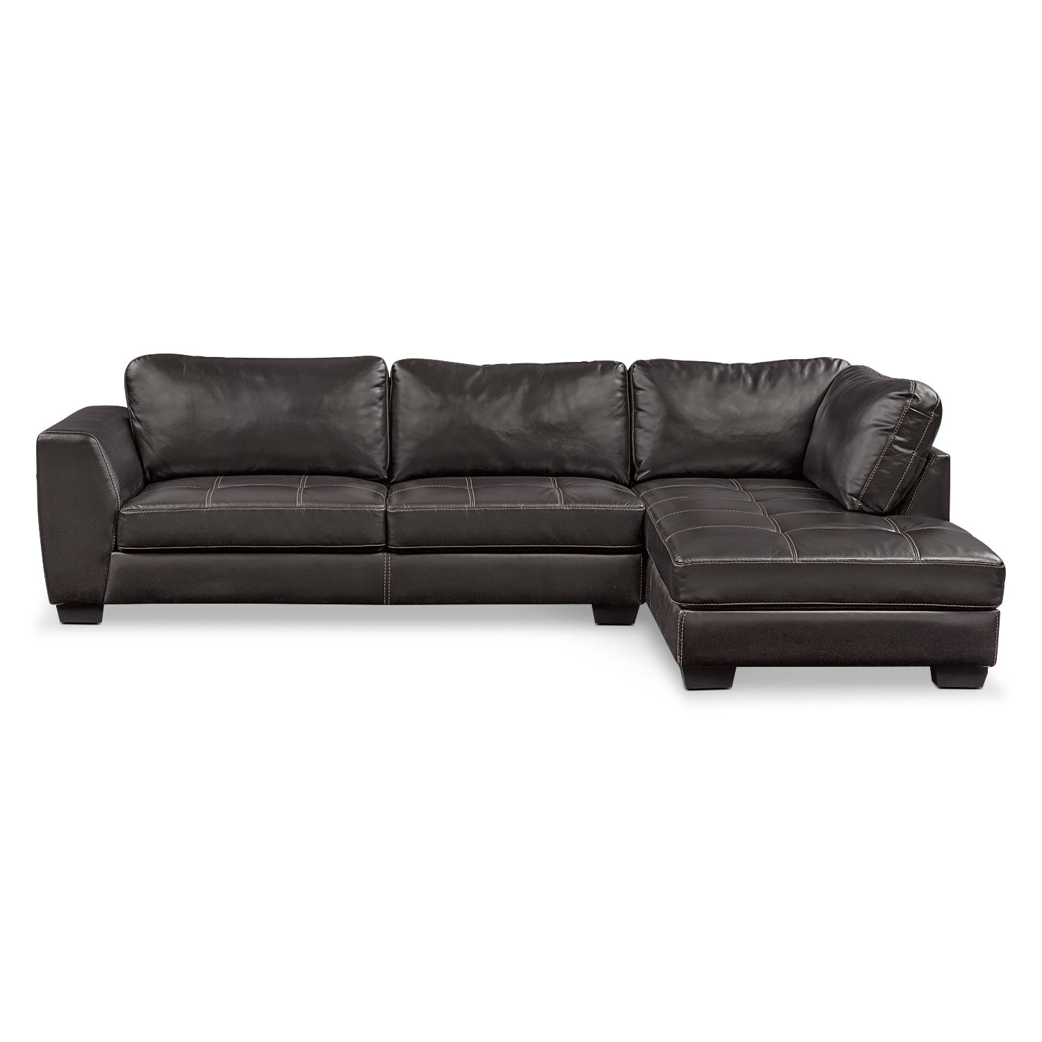 Santana 2 Piece Sectional with Right Facing Chaise Black Value City Furniture