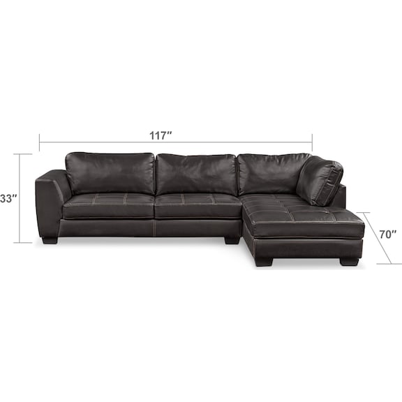 Living Room Furniture - Santana 2-Piece Sectional with Chaise