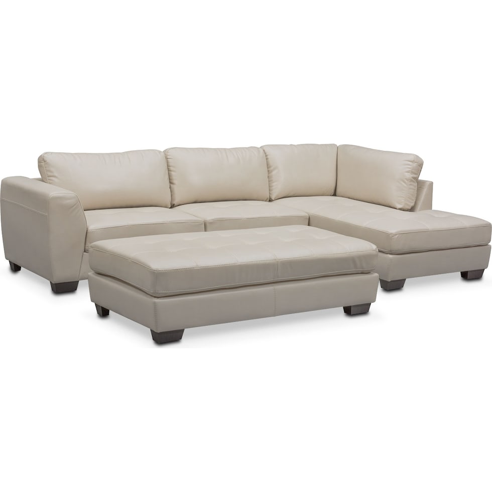 santana ivory white  pc sectional   