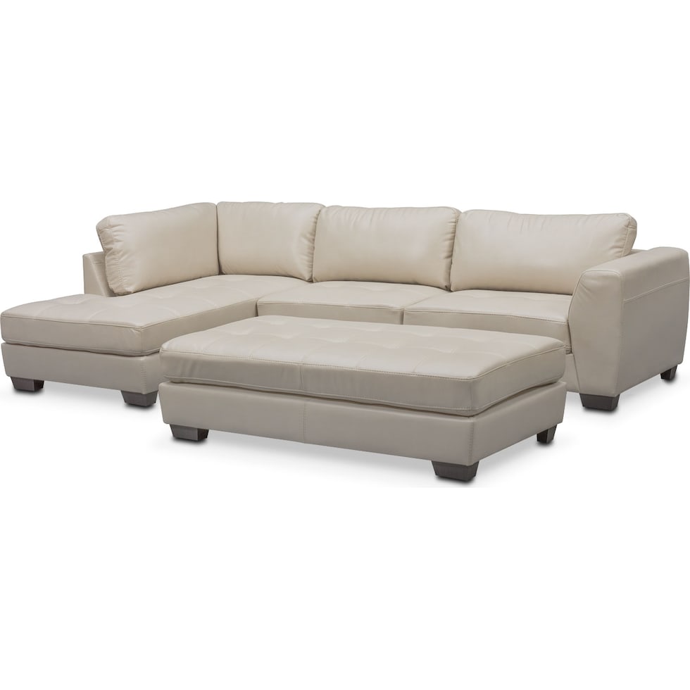 santana ivory white  pc sectional   