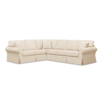 sawyer beige  pc slipcover sectional with right facing sofa   