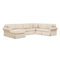 sawyer beige  pc slipcover sectional with left facing chaise   