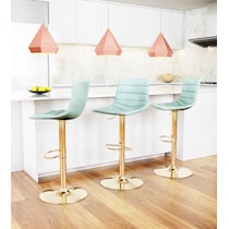 sawyer light blue gold bar stool   