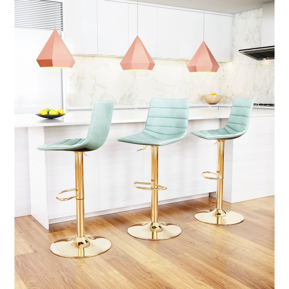 sawyer light blue gold bar stool   