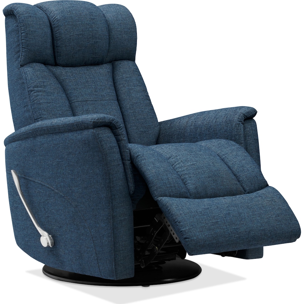 saxton blue swivel chair   