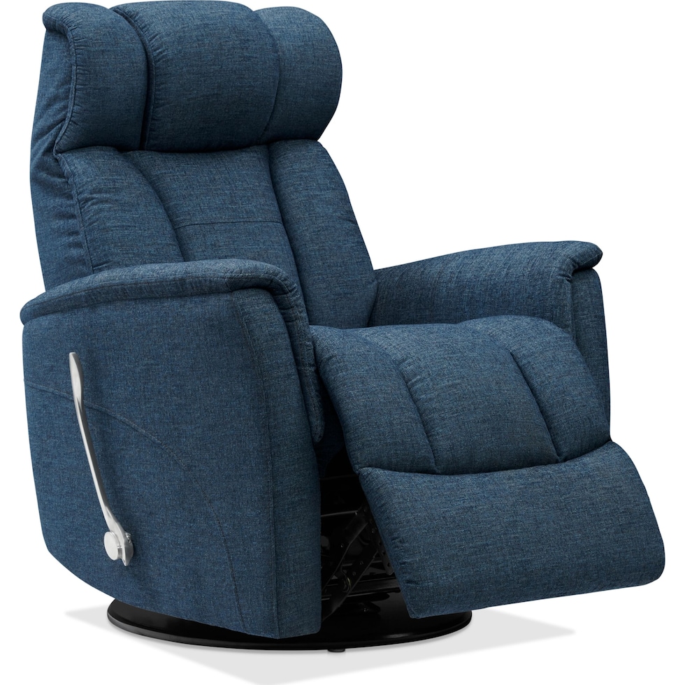 saxton blue swivel chair   