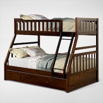scout dark brown twin over full bunk bed with drawer storage   