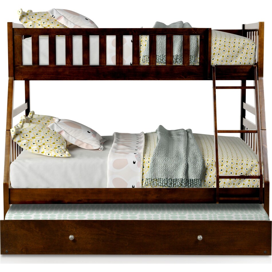 scout dark brown twin over full bunk bed with trundle   