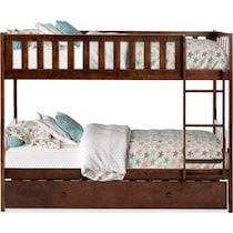 scout dark brown twin over twin bunk bed with drawer storage   