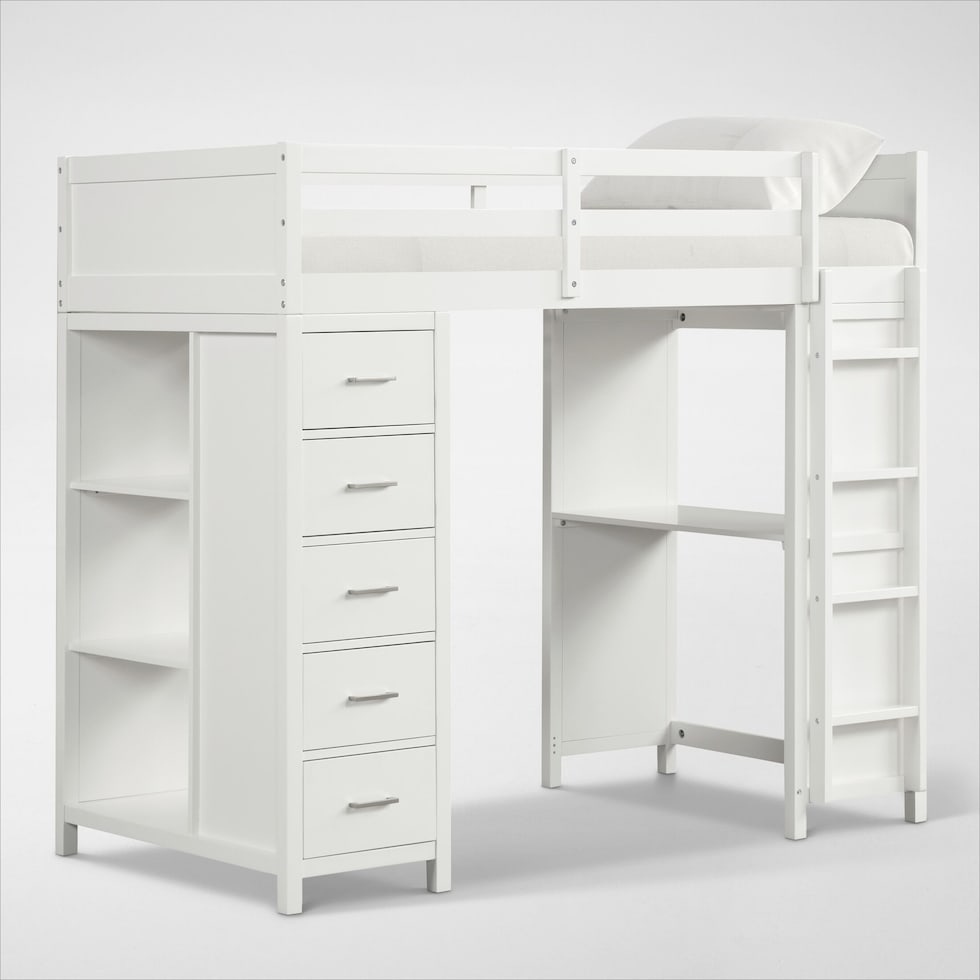 scout white twin loft bed   