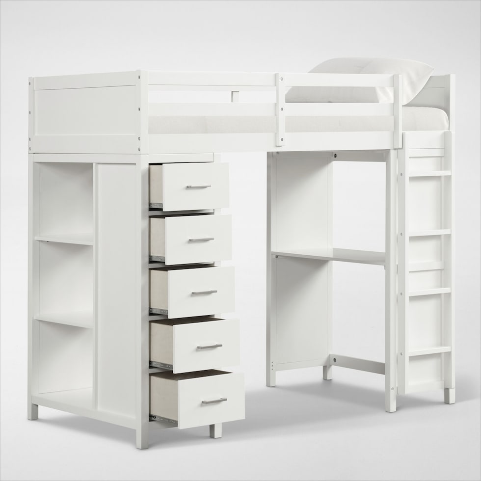 scout white twin loft bed   