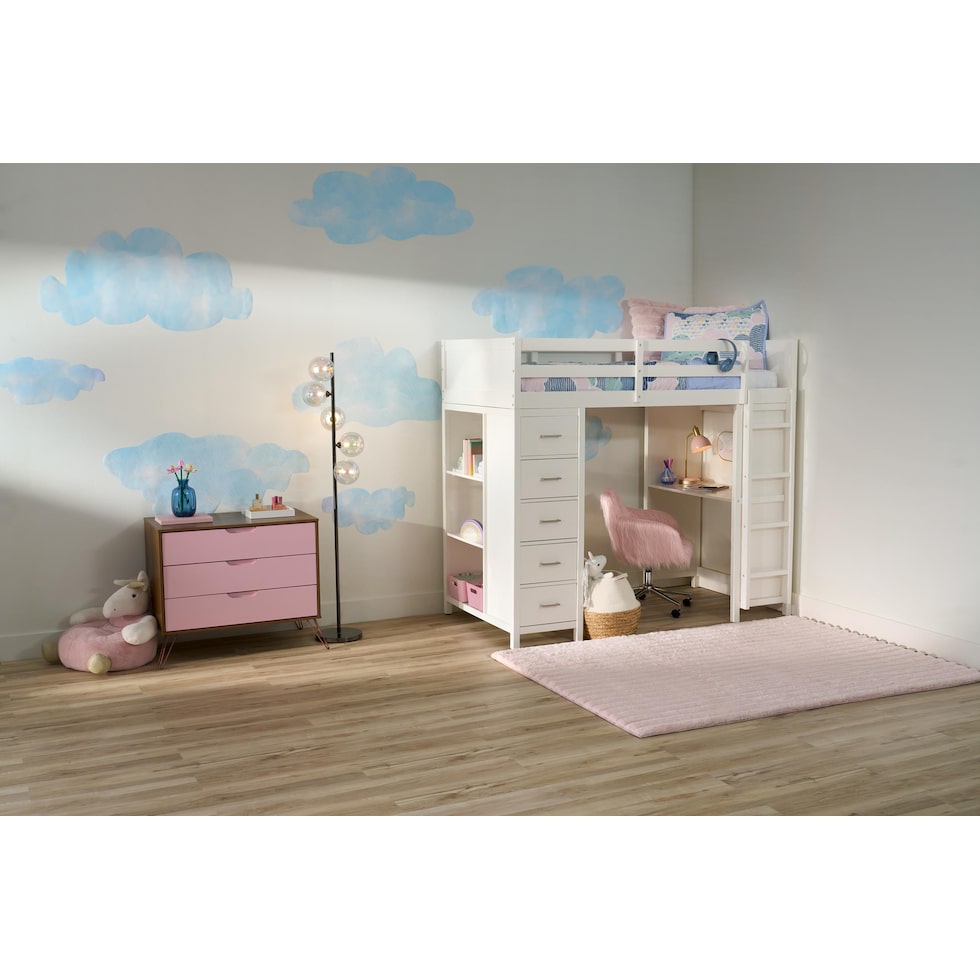 scout white twin loft bed   