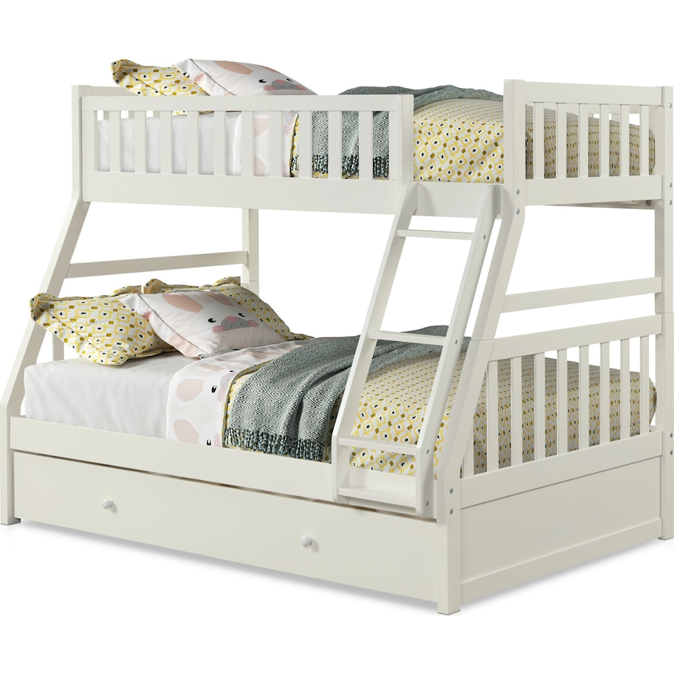 scout white twin over full bunk bed with drawer storage   