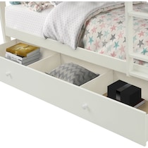 scout white twin over twin bunk bed with drawer storage   