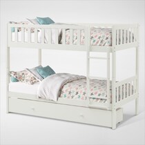 scout white twin over twin bunk bed with drawer storage   