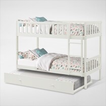 scout white twin over twin bunk bed with trundle   