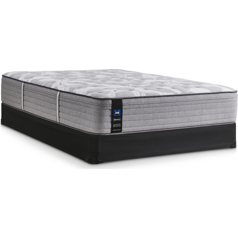 sealy dantley gray queen mattress low profile foundation set   