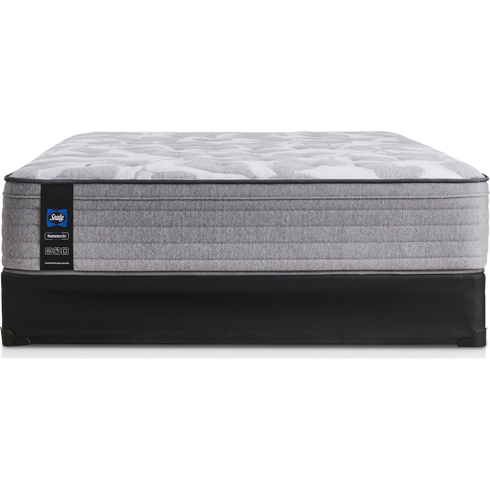 sealy dantley gray queen mattress low profile foundation set   