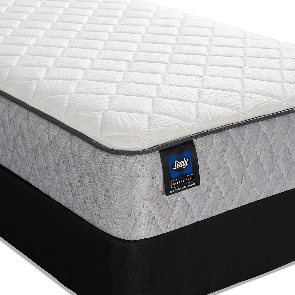 sealy elmcroft white queen mattress split low profile foundation set   