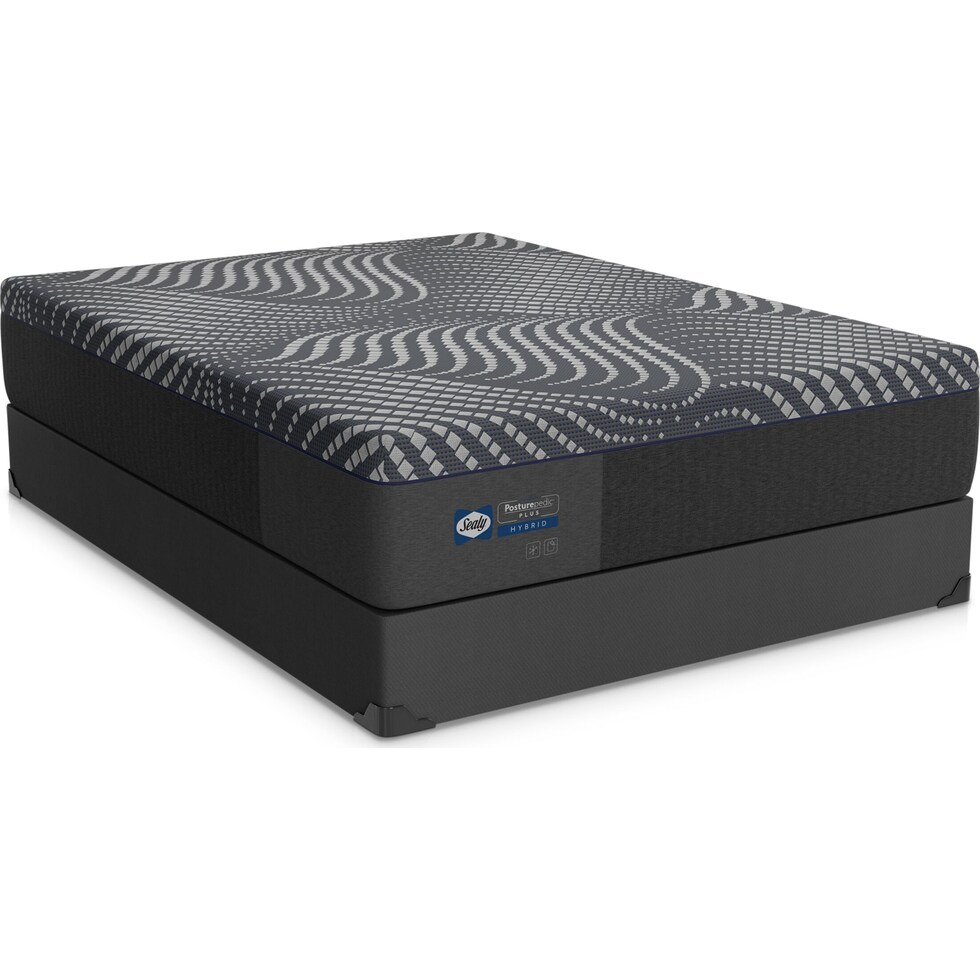 sealy® brenham gray full mattress low profile foundation set   