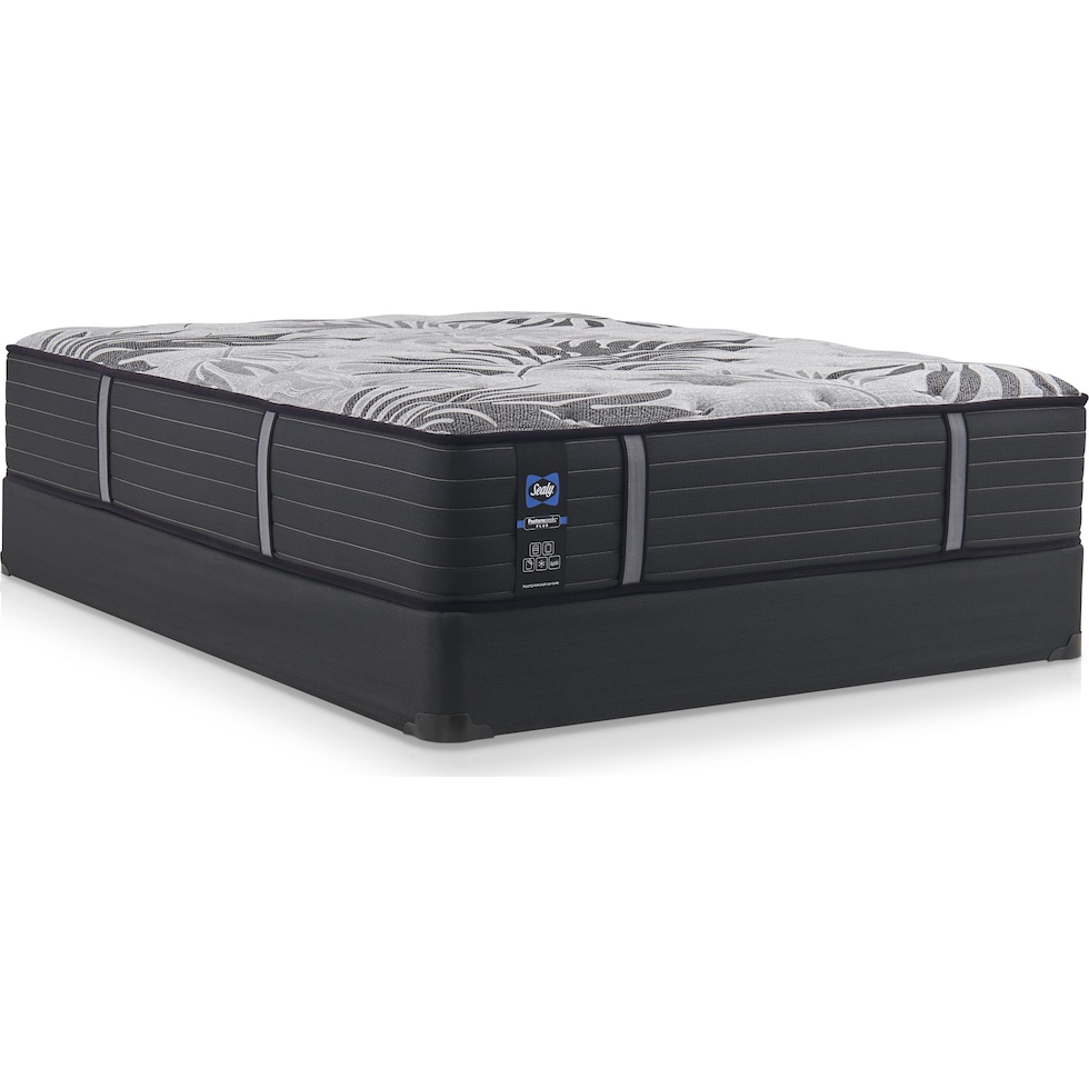 sealy® brigerton mattress collection gray queen mattress low profile foundation set   