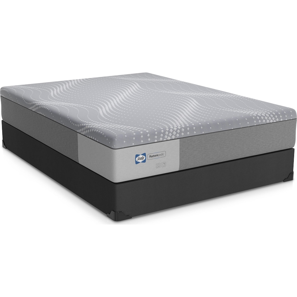 sealy® oriole mattress collection gray queen mattress low profile foundation set   