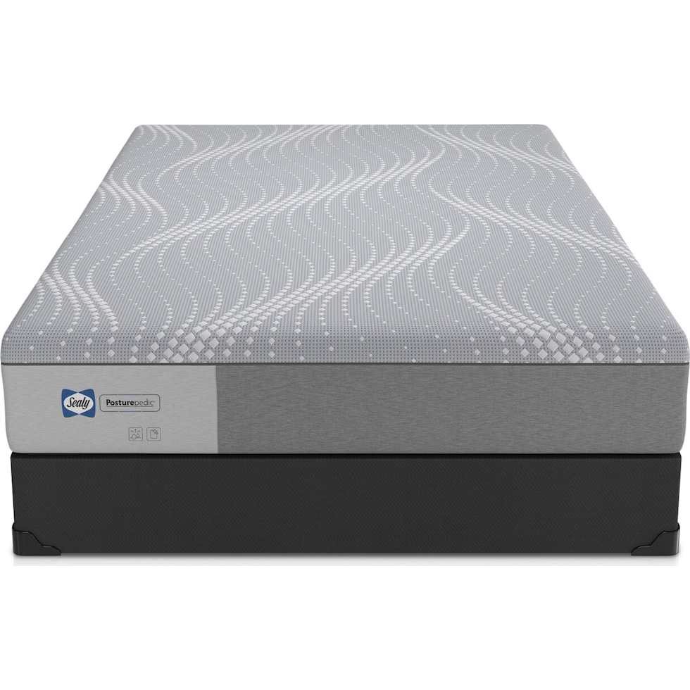 sealy® oriole mattress collection gray queen mattress low profile foundation set   