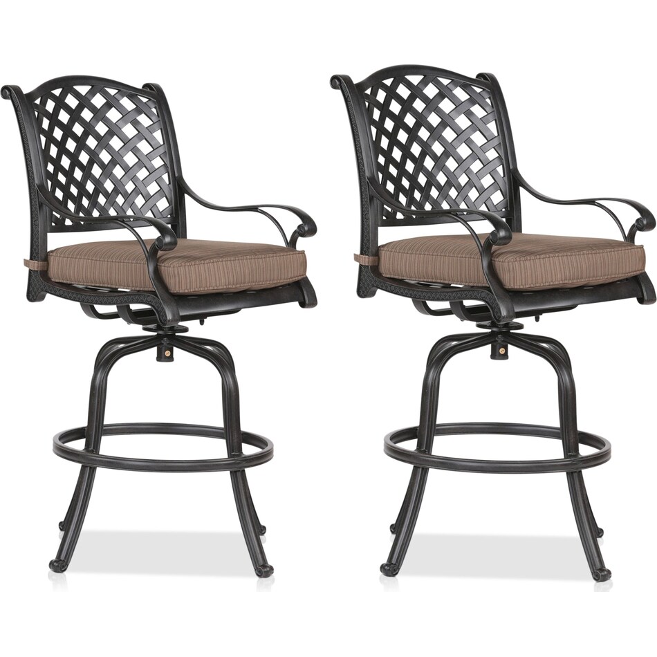 Seaside Outdoor Set of 2 Bar Stools Light Brown Value City Furniture