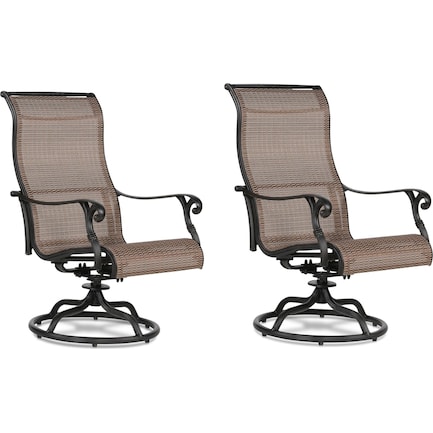 Seaside Outdoor Set of 2 Sling Swivel Chairs