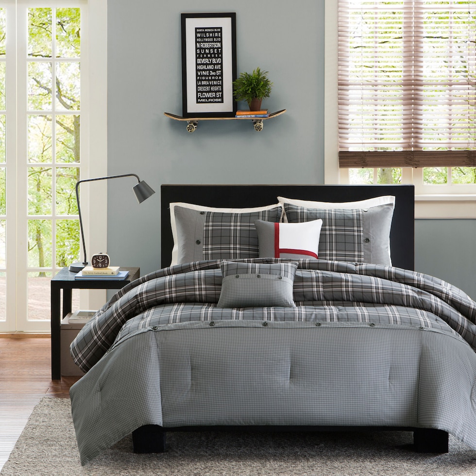 seaton gray full queen bedding set   