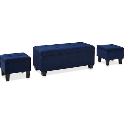 Seattle Set of 3 Ottomans - Blue