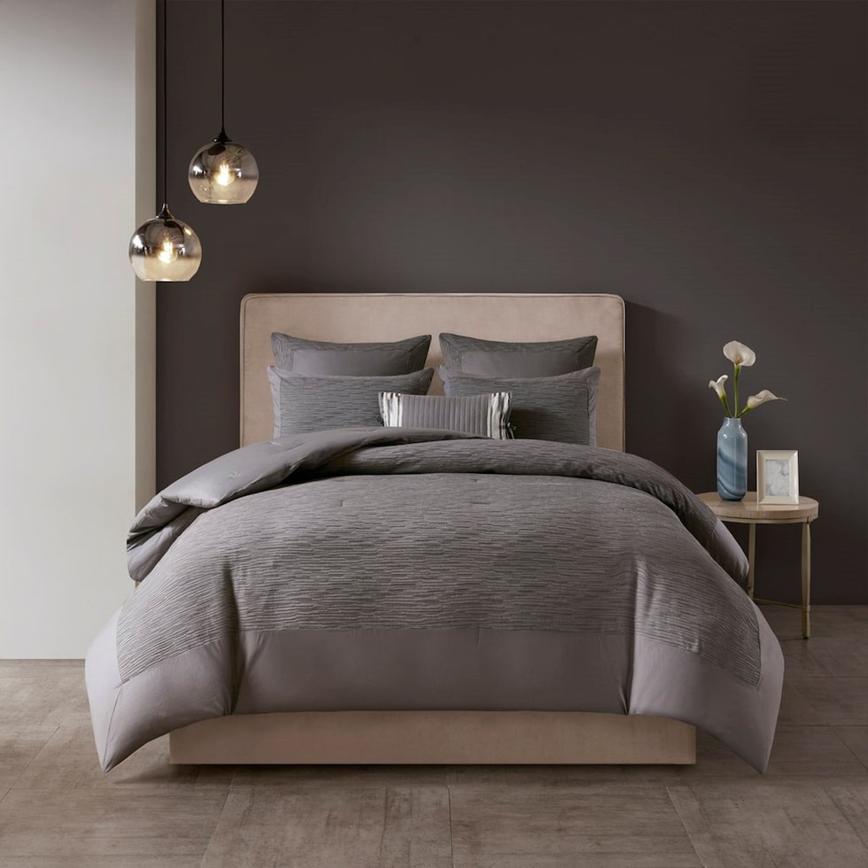 selah gray full queen bedding set   